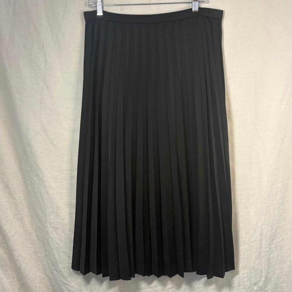J.Crew Accordion Pleated Midi Skirt – Black – Size 12 – Like New